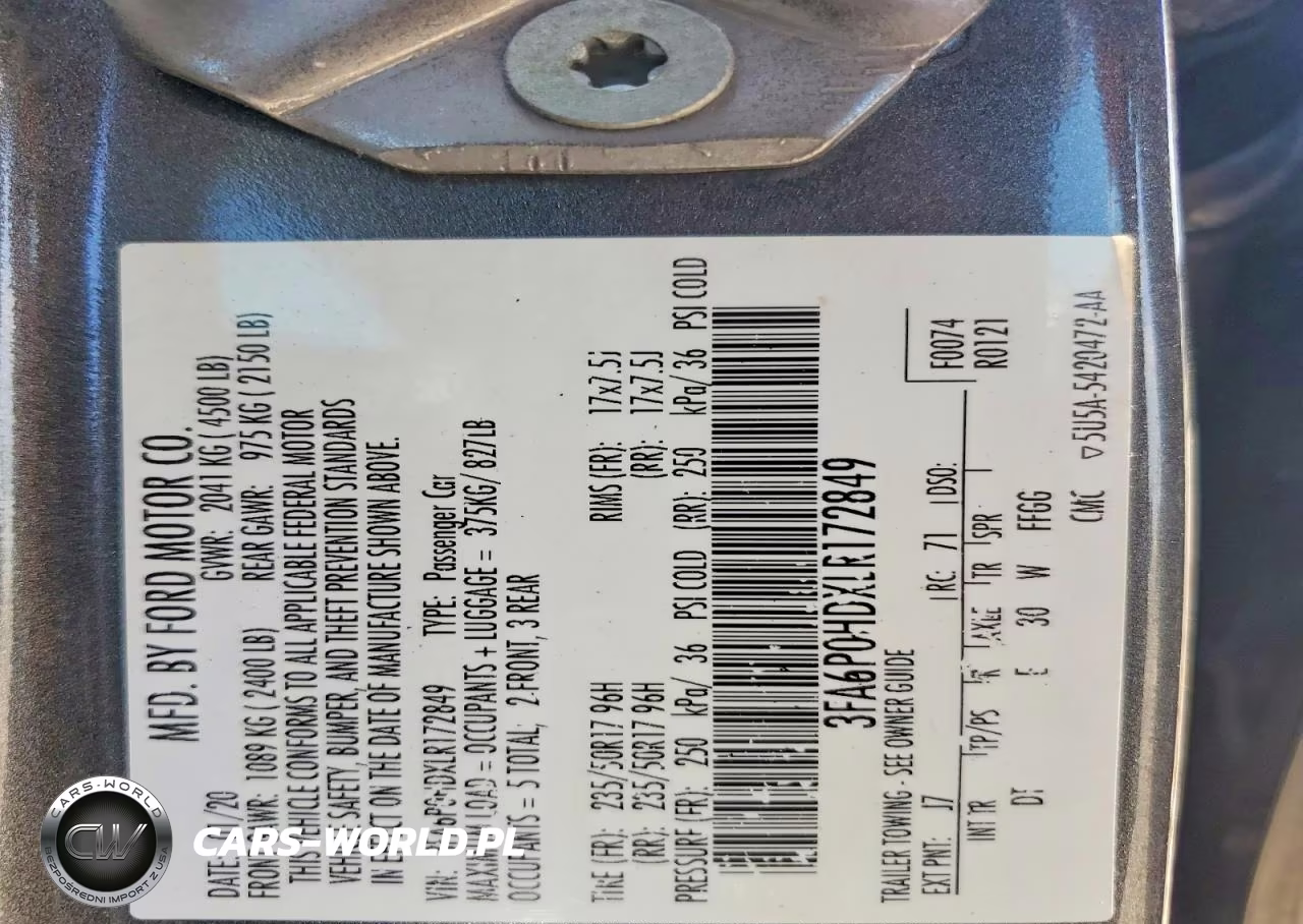 2020 Ford Fusion Se VIN:3FA6P0HDXLR172849 - 12