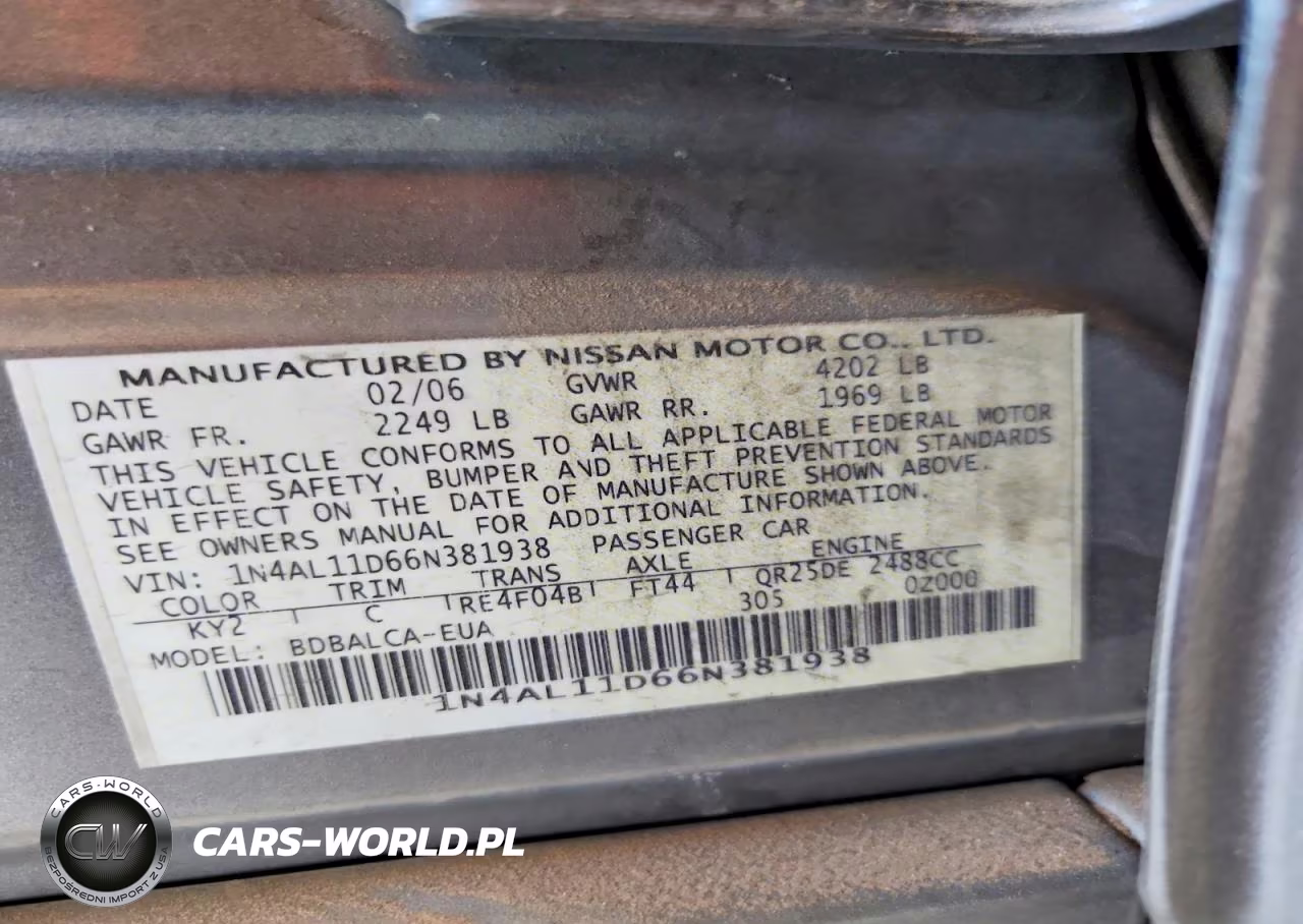 2006 Nissan Altima 2.5 VIN:1N4AL11D66N381938 - 12