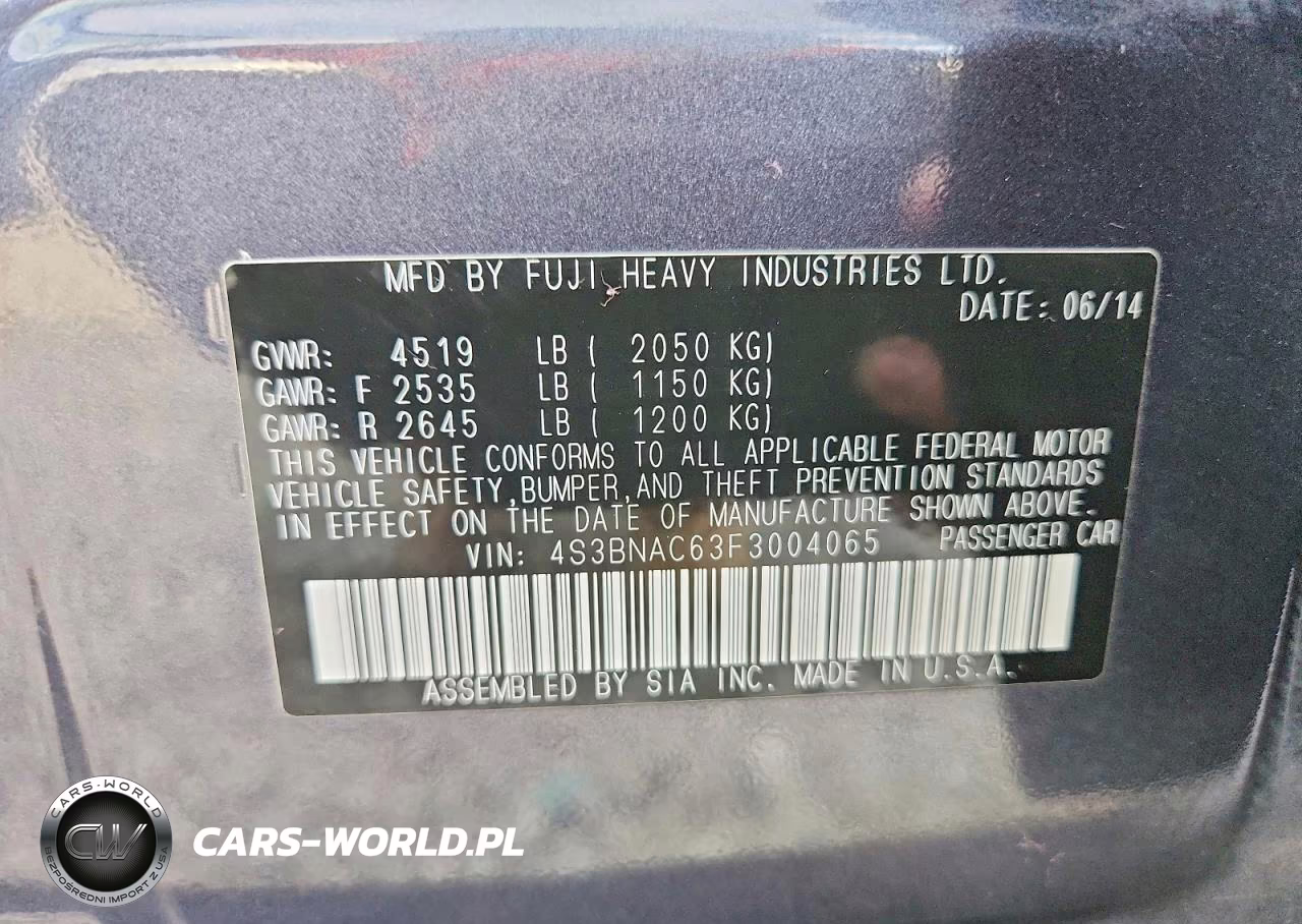2015 Subaru Legacy 2.5I Premium VIN:4S3BNAC63F3004065 - 12