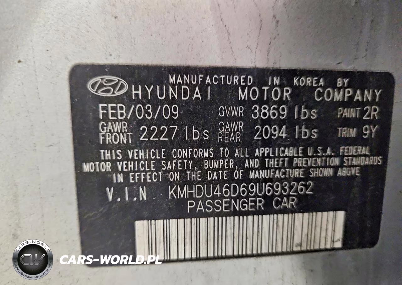 2009 Hyundai Elantra Gls VIN:KMHDU46D69U693262 - 12