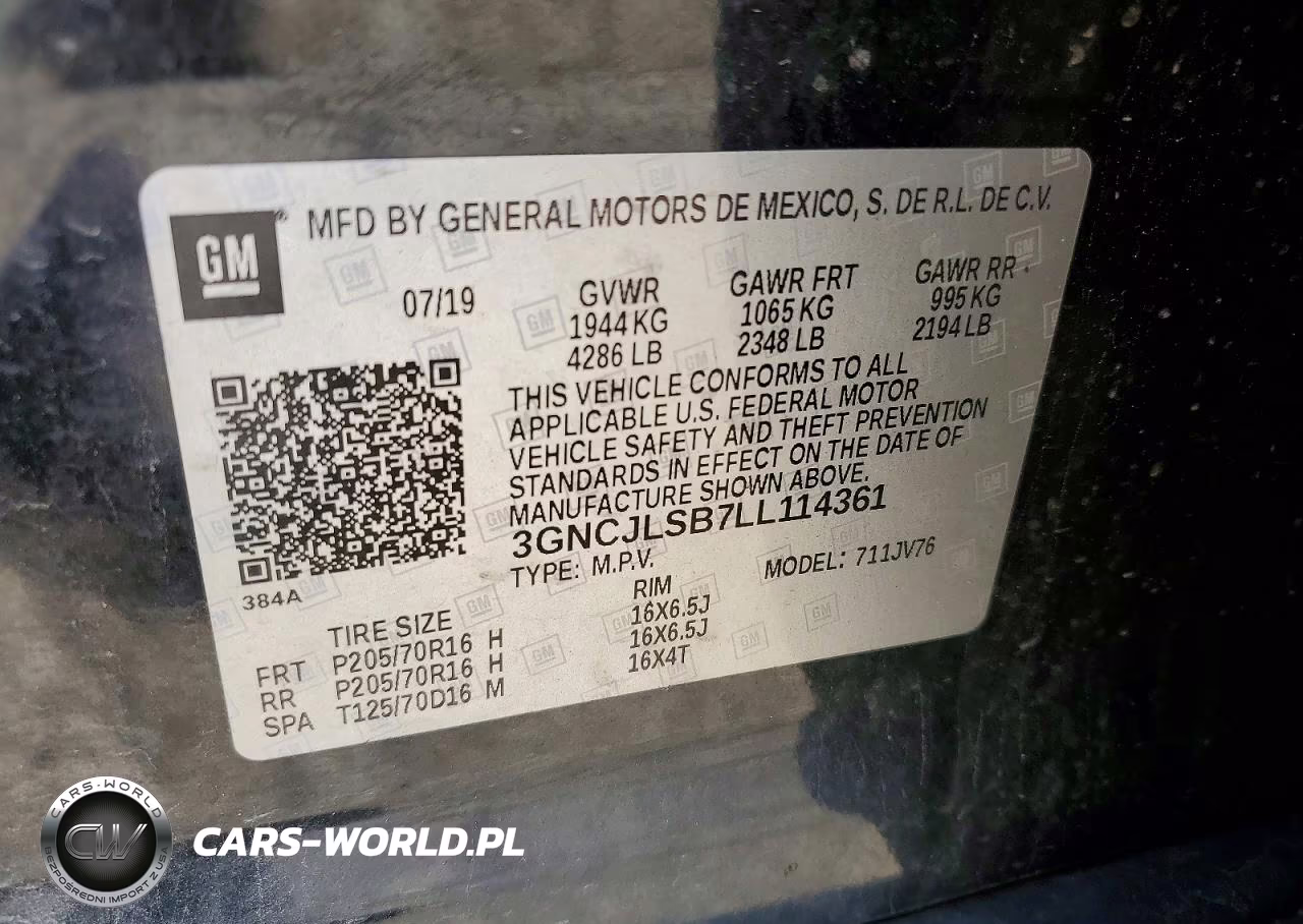 2020 Chevrolet Trax 1Lt VIN:3GNCJLSB7LL114361 - 13