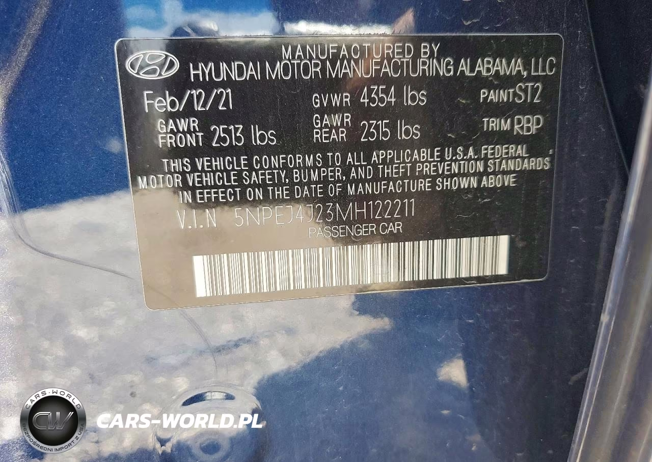 2021 Hyundai Sonata Sel Plus VIN:5NPEJ4J23MH122211 - 12