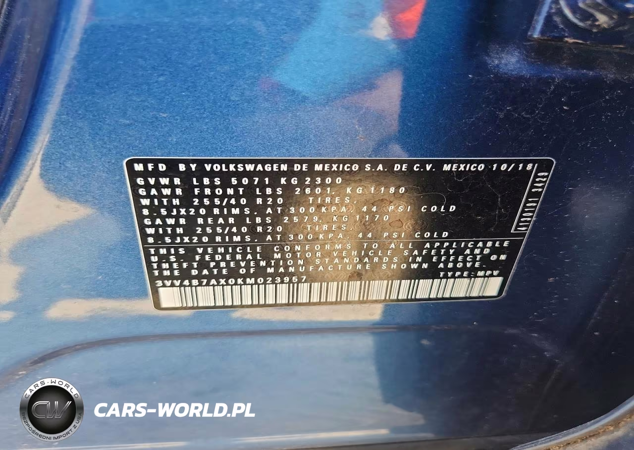 2019 Volkswagen Tiguan Sel Premium VIN:3VV4B7AX0KM023957 - 12