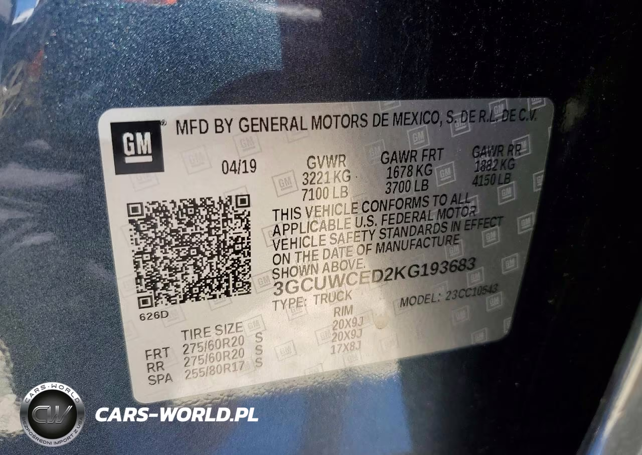2019 Chevrolet Silverado C1500 Lt VIN:3GCUWCED2KG193683 - 12