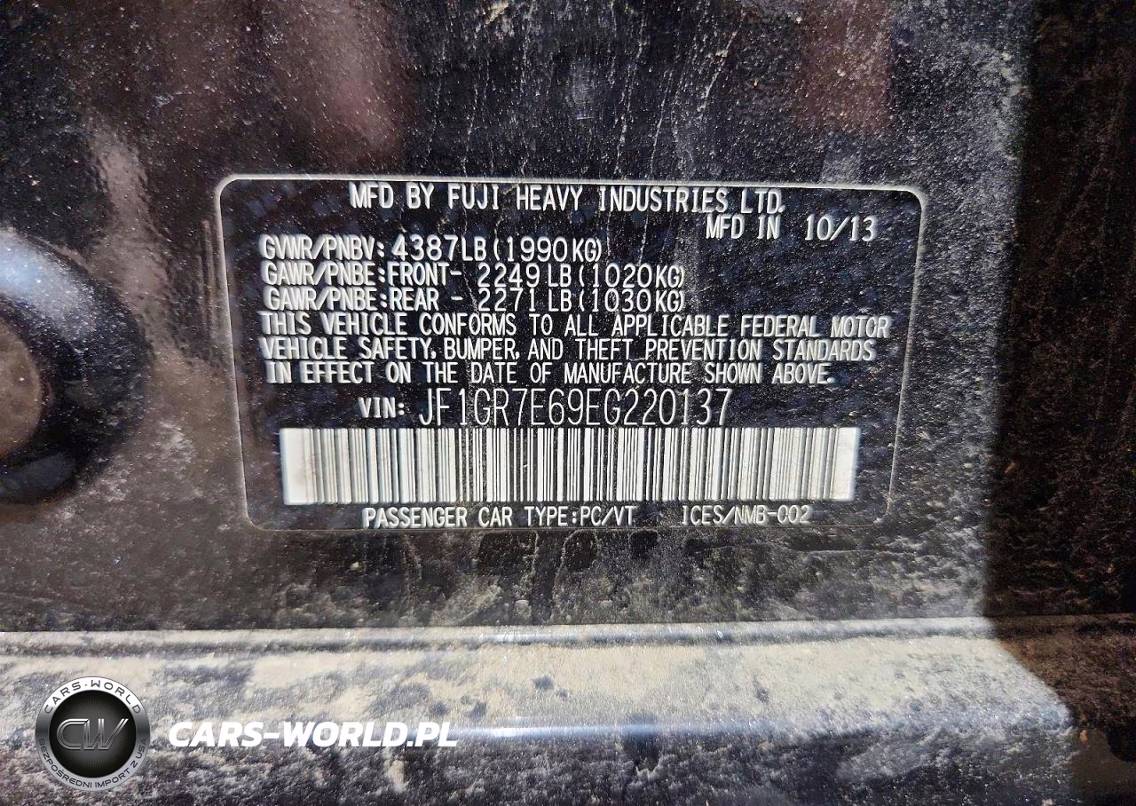 2014 Subaru Impreza Wrx VIN:JF1GR7E69EG220137 - 12