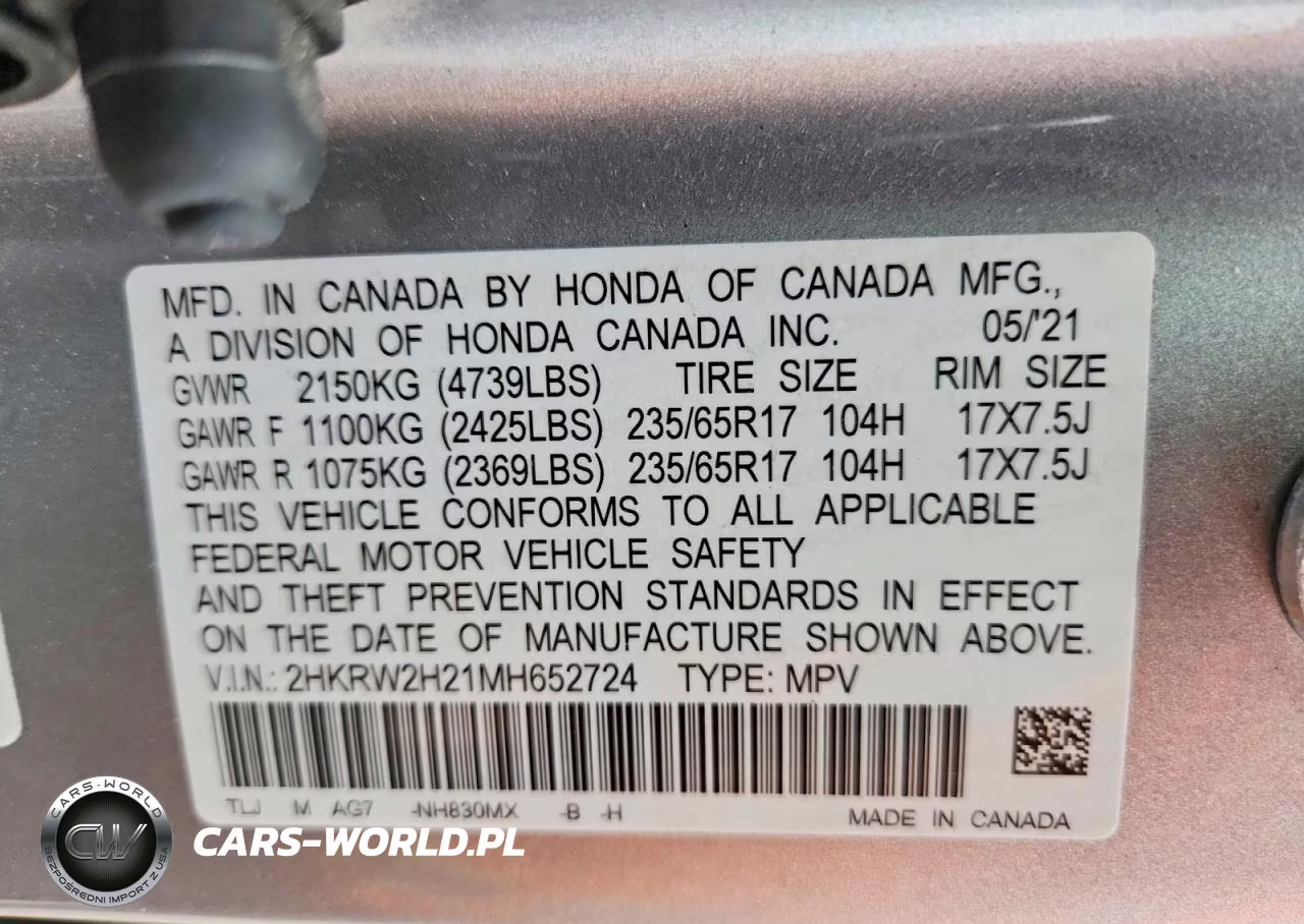 2021 Honda Cr-V Lx VIN:2HKRW2H21MH652724 - 14