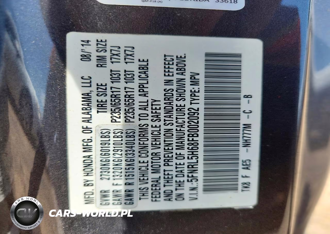 2015 Honda Odyssey VIN:5FNRL5H68FB002092 - 13
