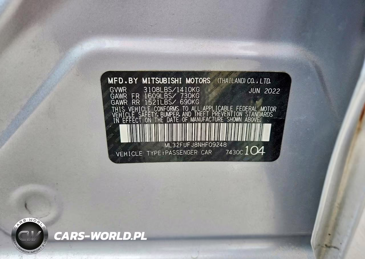 2022 Mitsubishi Mirage G4 Es VIN:ML32FUFJ8NHF09248 - 12