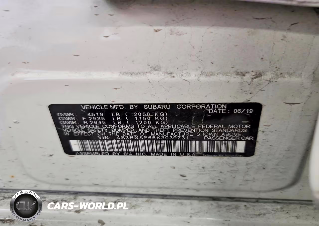 2019 Subaru Legacy 2.5I Premium VIN:4S3BNAF65K3039731 - 13