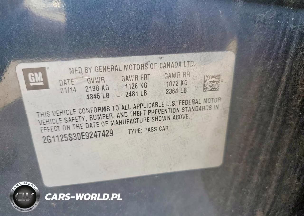 2014 Chevrolet Impala Lt VIN:2G1125S30E9247429 - 12