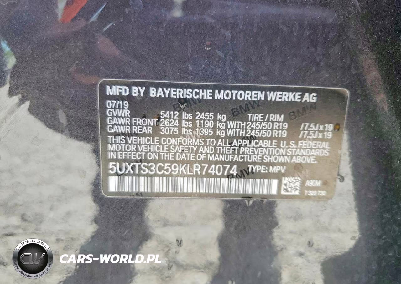 2019 BMW X3 xDrivem40I VIN:5UXTS3C59KLR74074 - 13