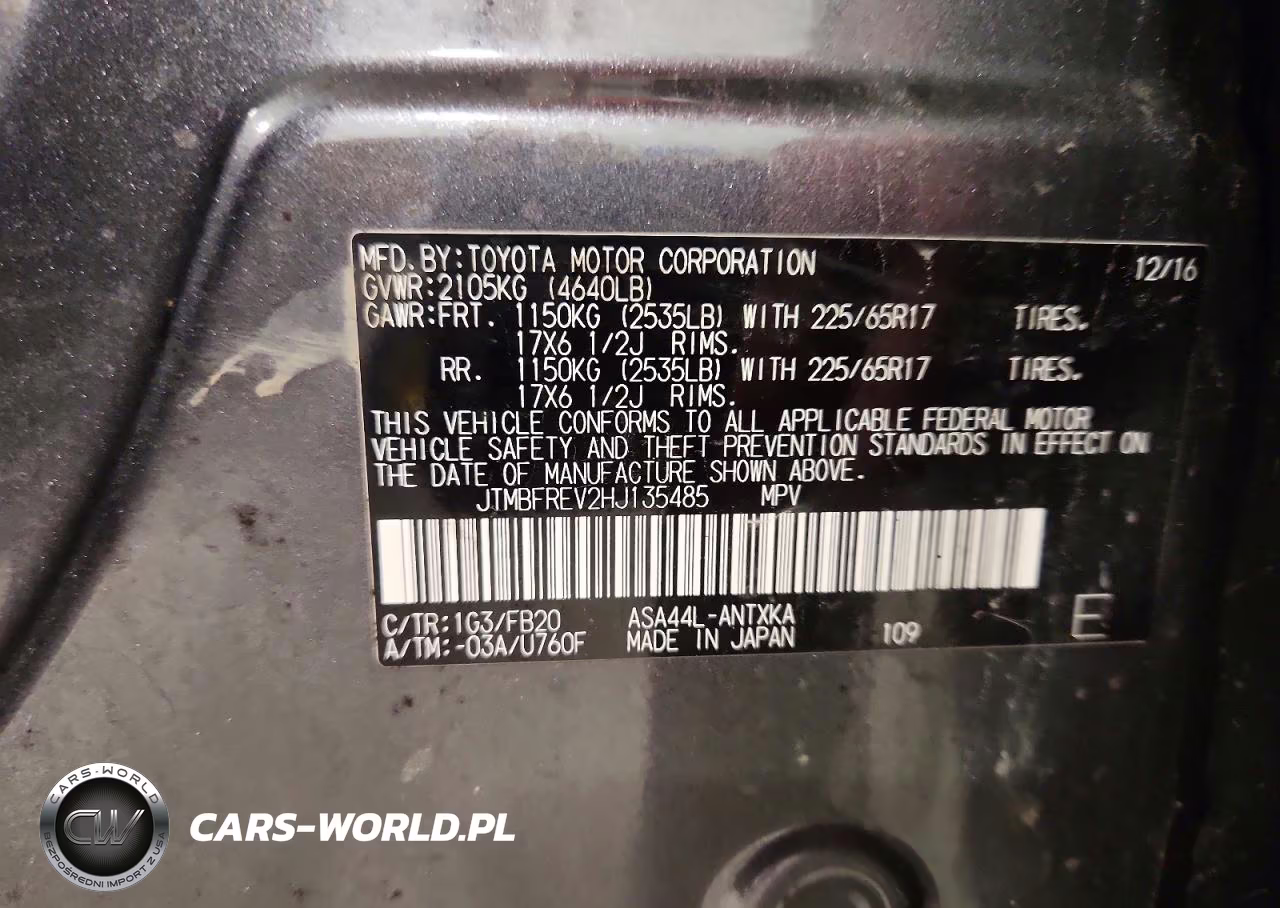 2017 Toyota Rav4 Le VIN:JTMBFREV2HJ135485 - 13