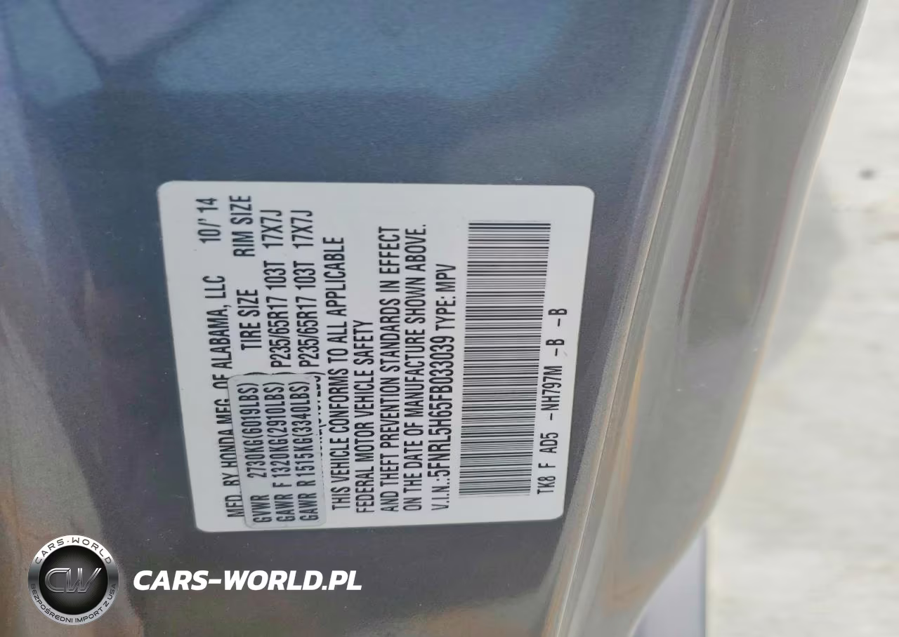 2015 Honda Odyssey VIN:5FNRL5H65FB033039 - 13