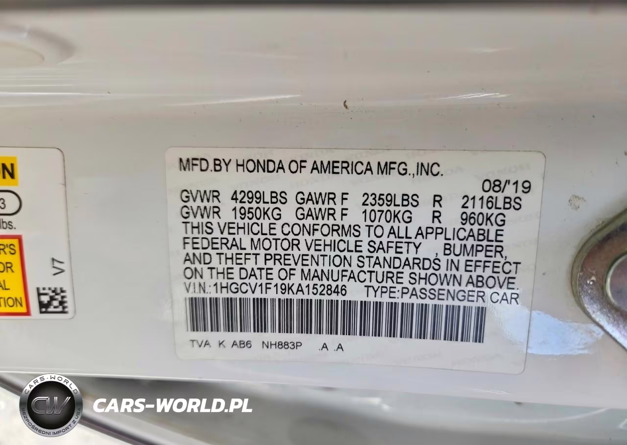 2019 Honda Accord Lx VIN:1HGCV1F19KA152846 - 12