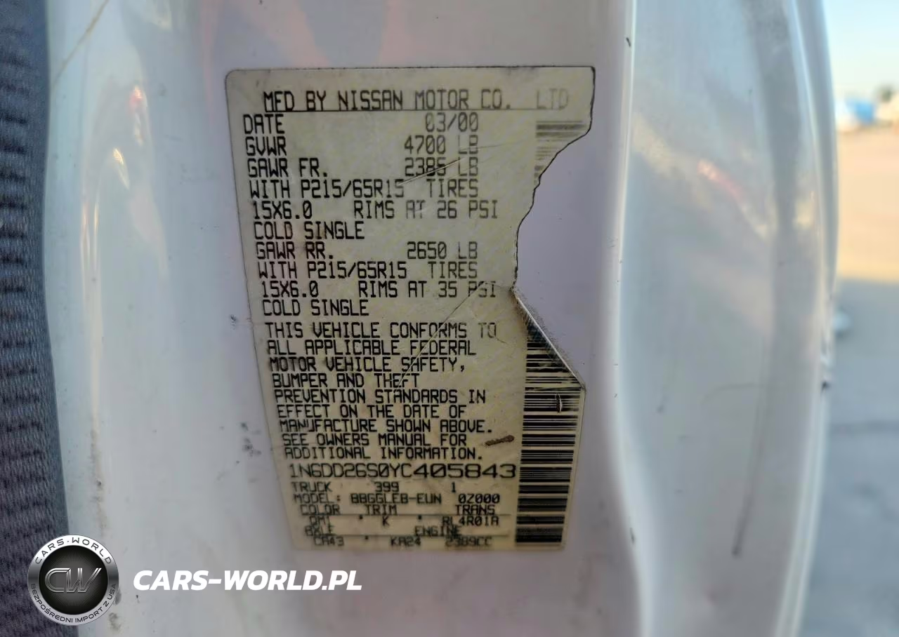 2000 Nissan Frontier VIN:1N6DD26S0YC405843 - 13