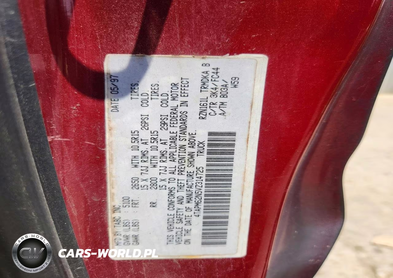 1997 Toyota Tacoma Base VIN:4TAPM62N5VZ314725 - 12
