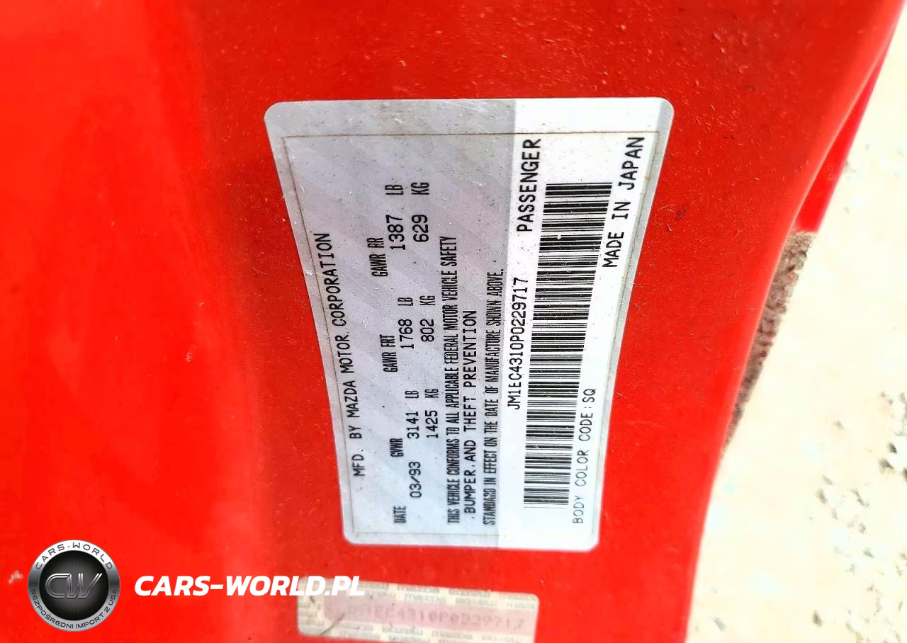 1993 Mazda Mx-3 VIN:JM1EC4310P0229717 - 12