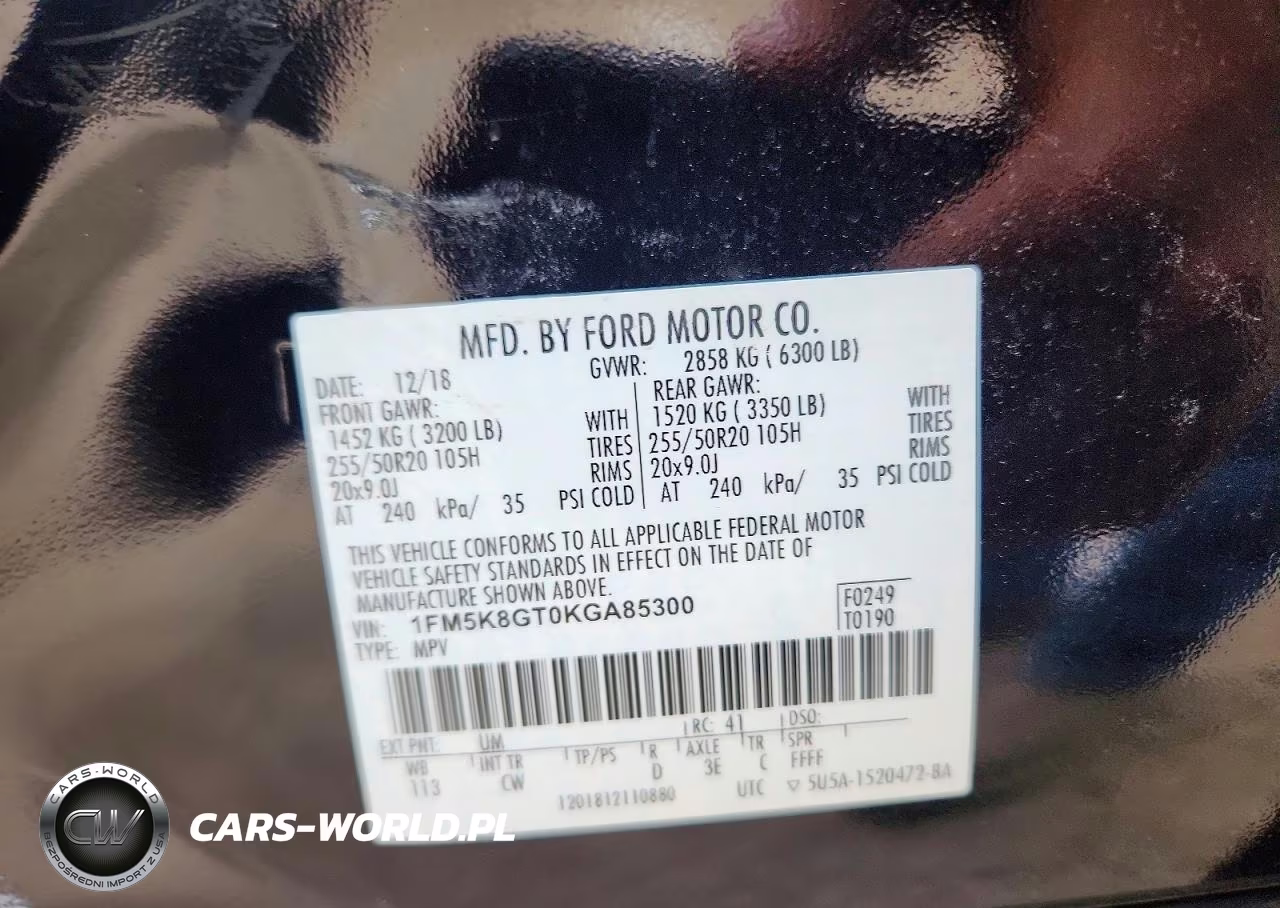 2019 Ford Explorer Sport VIN:1FM5K8GT0KGA85300 - 13