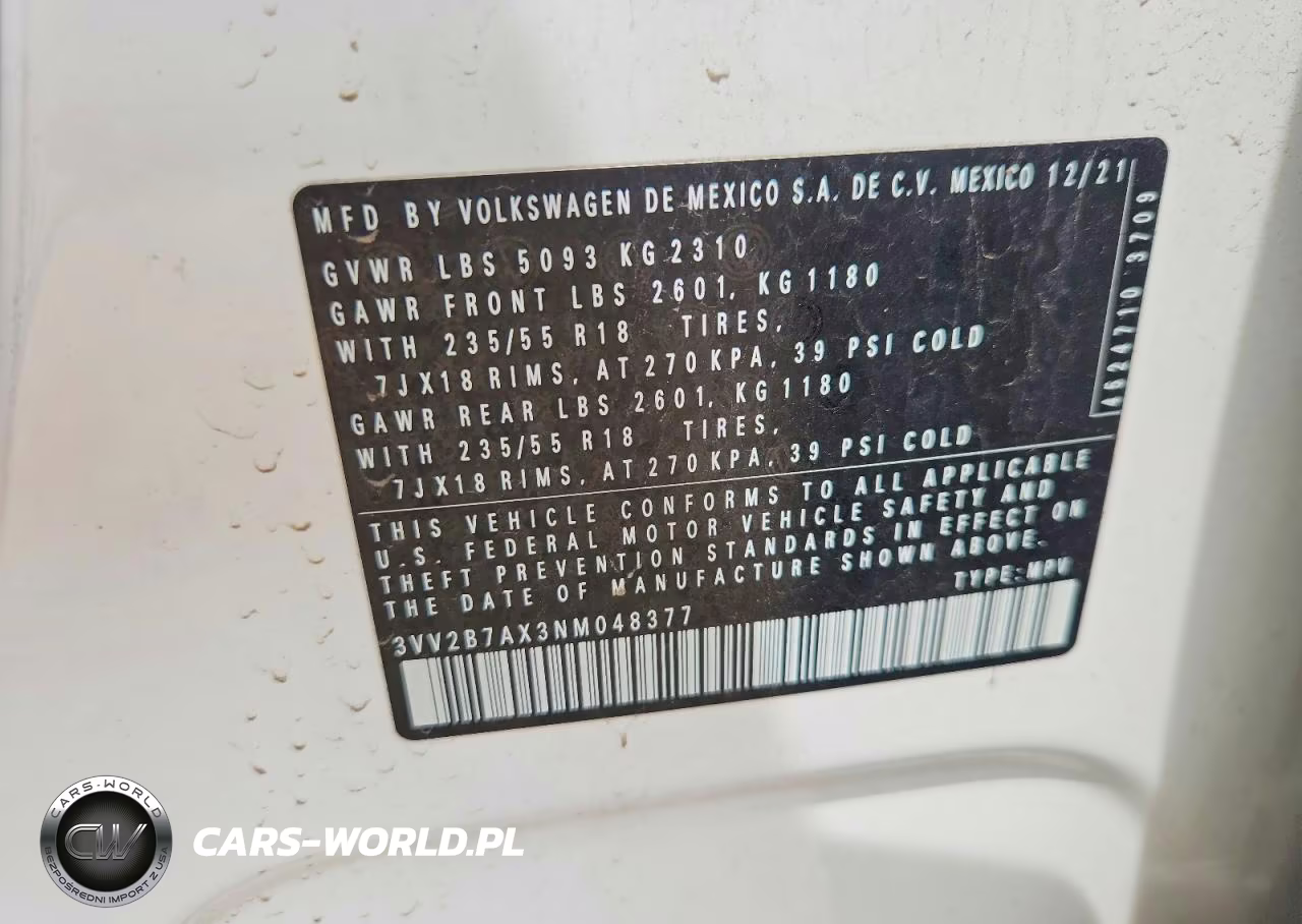 2022 Volkswagen Tiguan Se VIN:3VV2B7AX3NM048377 - 12