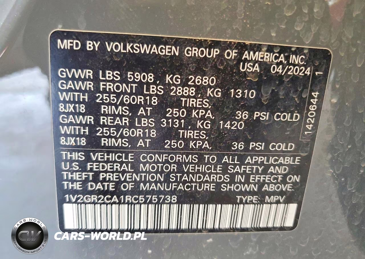 2024 Volkswagen Atlas Peak Edition Sel VIN:1V2GR2CA1RC575738 - 13