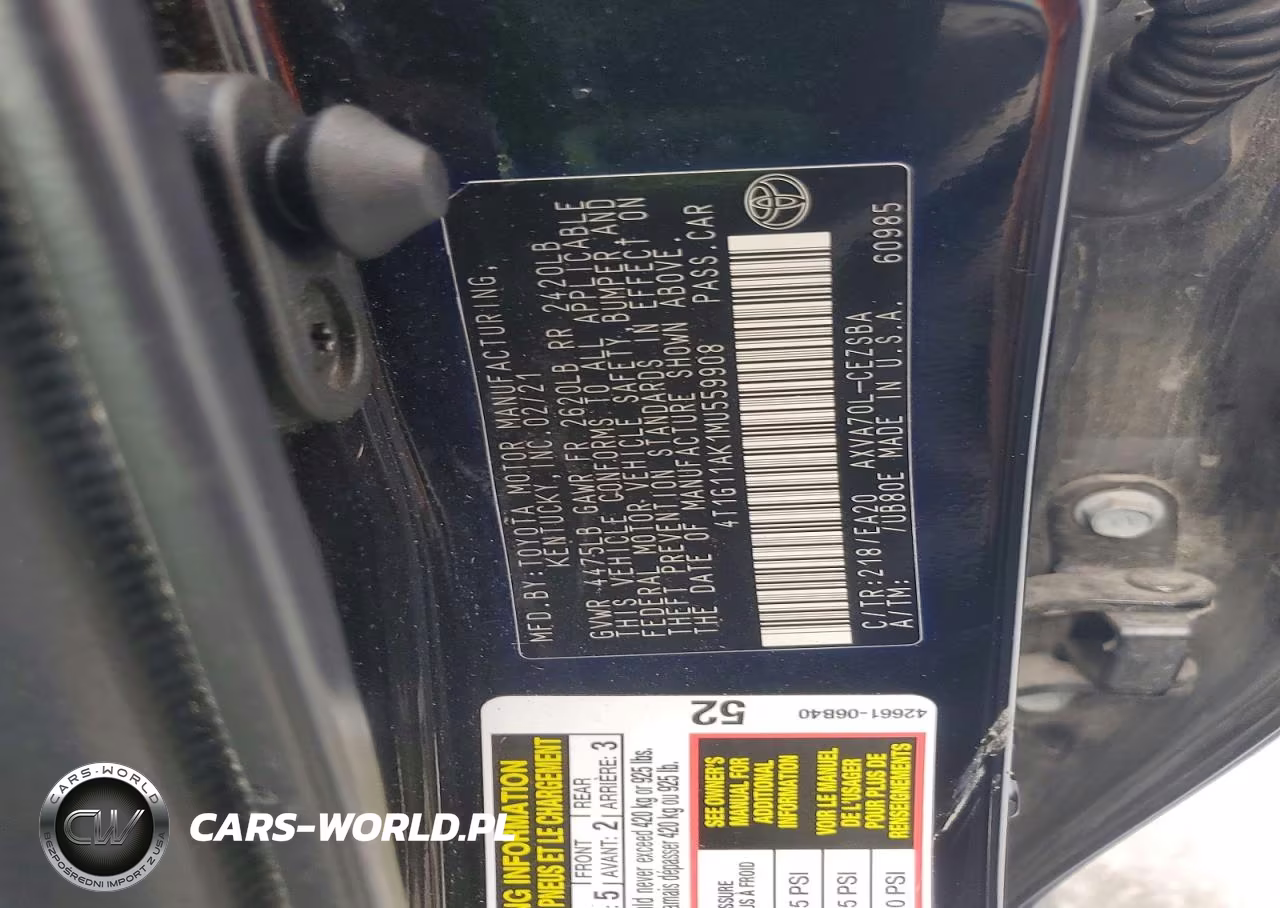 2021 Toyota Camry Se VIN:4T1G11AK1MU559908 - 12