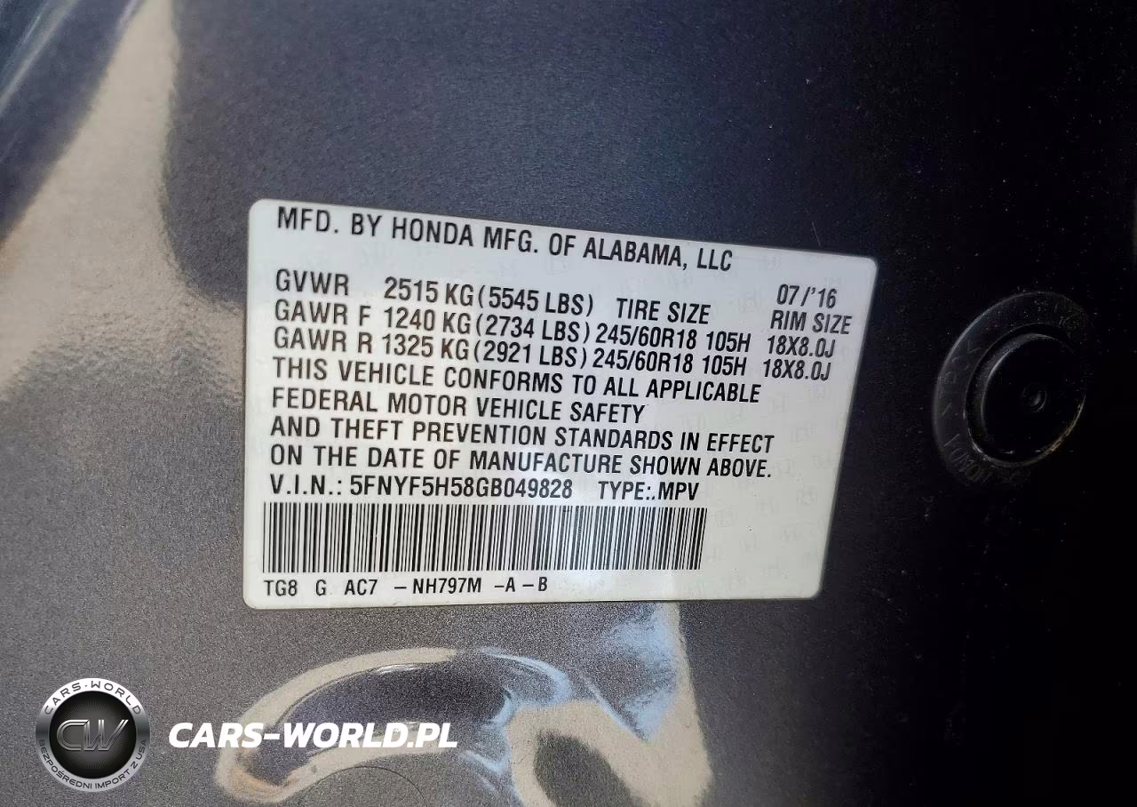 2016 Honda Pilot Exl VIN:5FNYF5H58GB049828 - 13