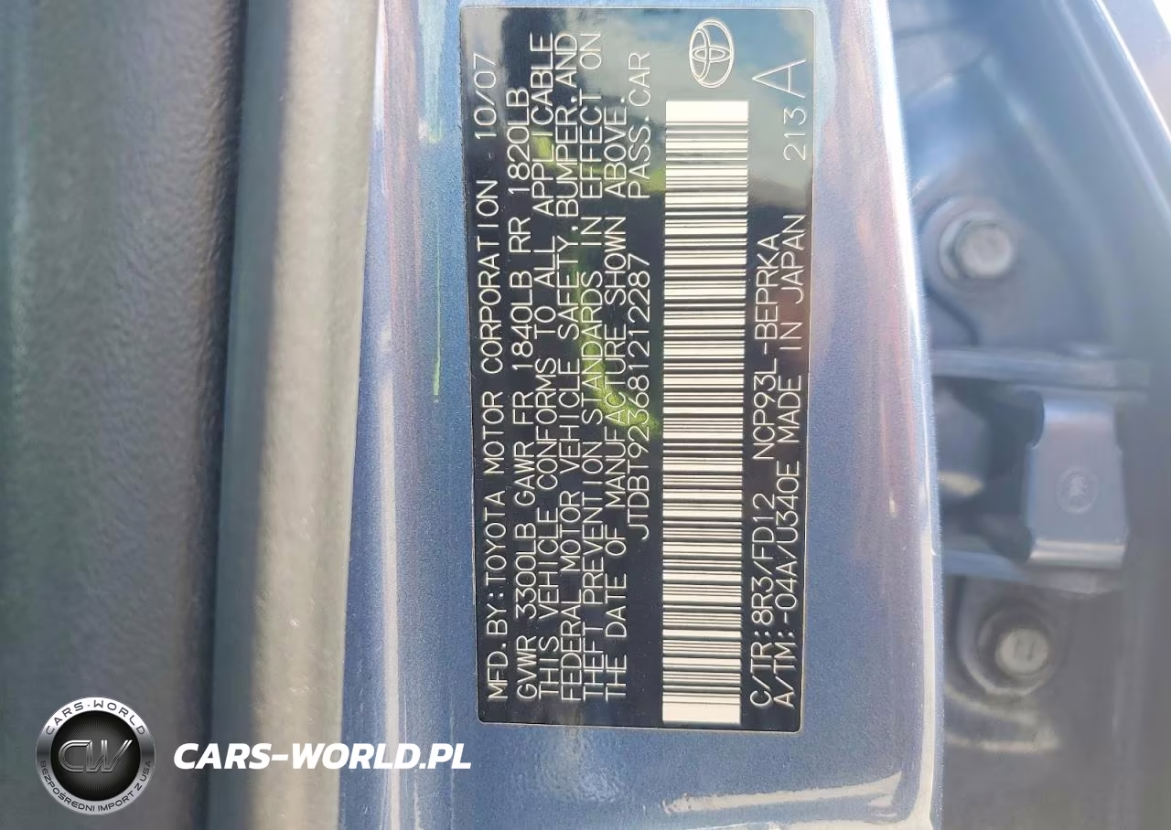 2008 Toyota Yaris Base VIN:JTDBT923681212287 - 13