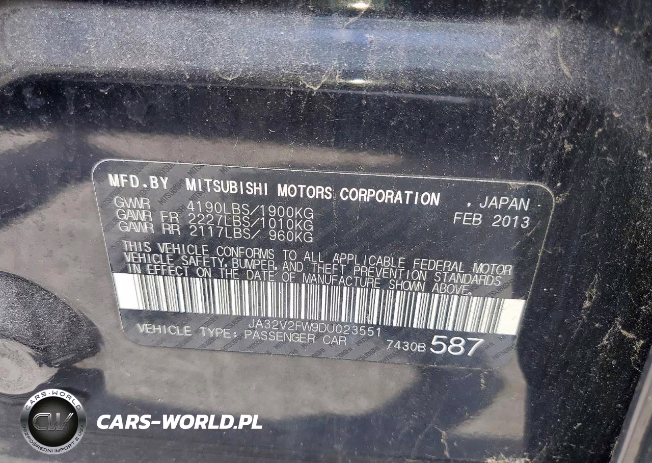 2013 Mitsubishi Lancer Se VIN:JA32V2FW9DU023551 - 12