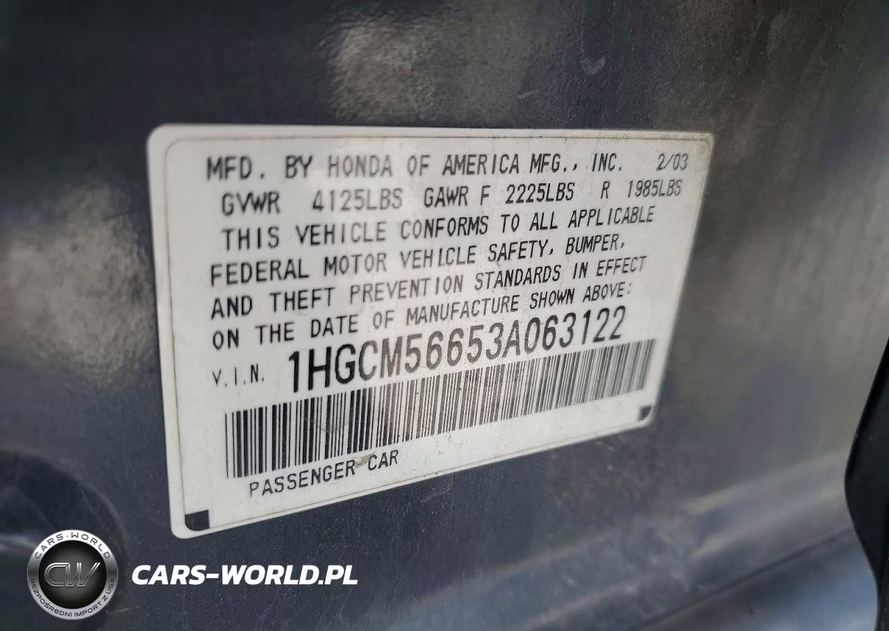 2003 Honda Accord Ex VIN:1HGCM56653A063122 - 13