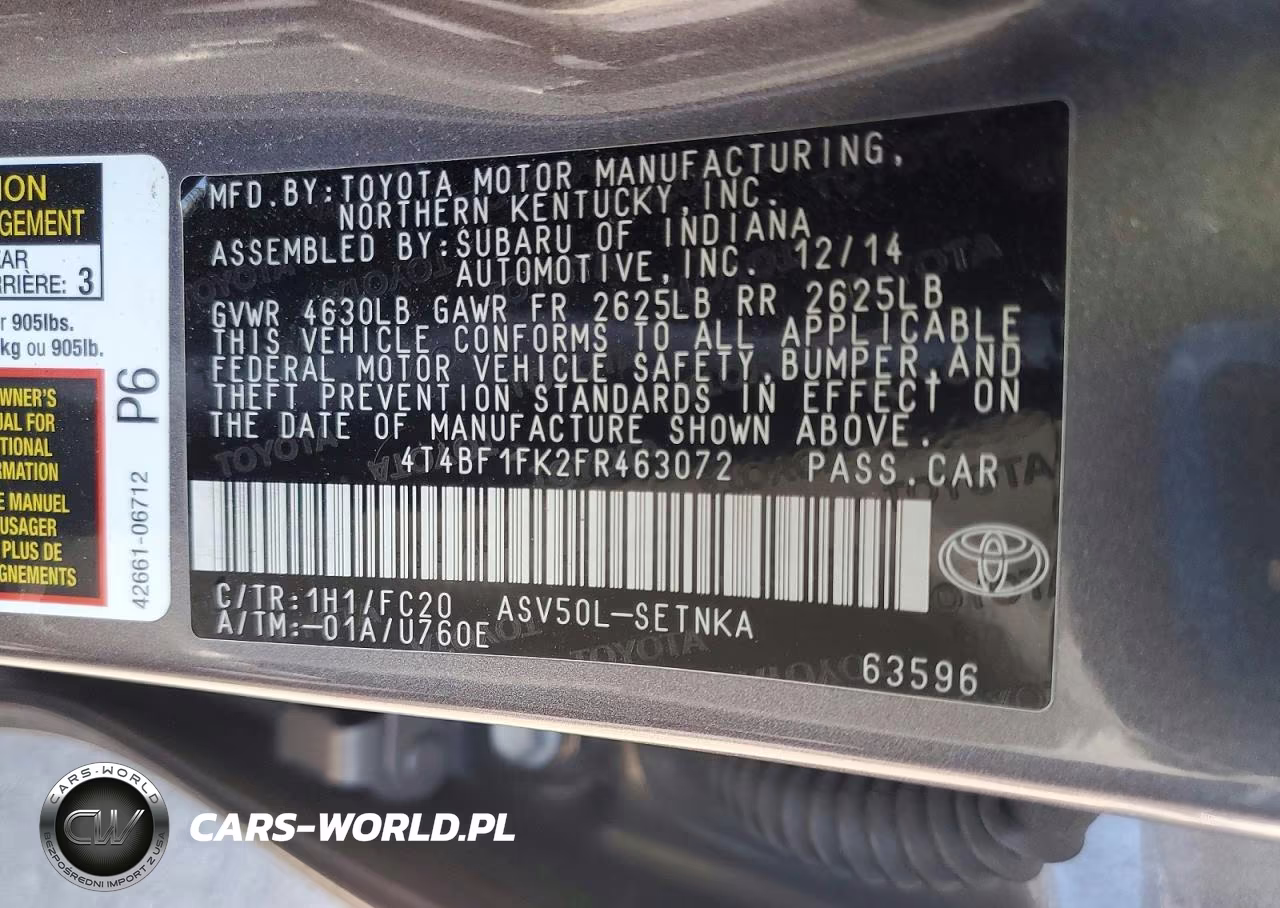 2015 Toyota Camry Le VIN:4T4BF1FK2FR463072 - 12