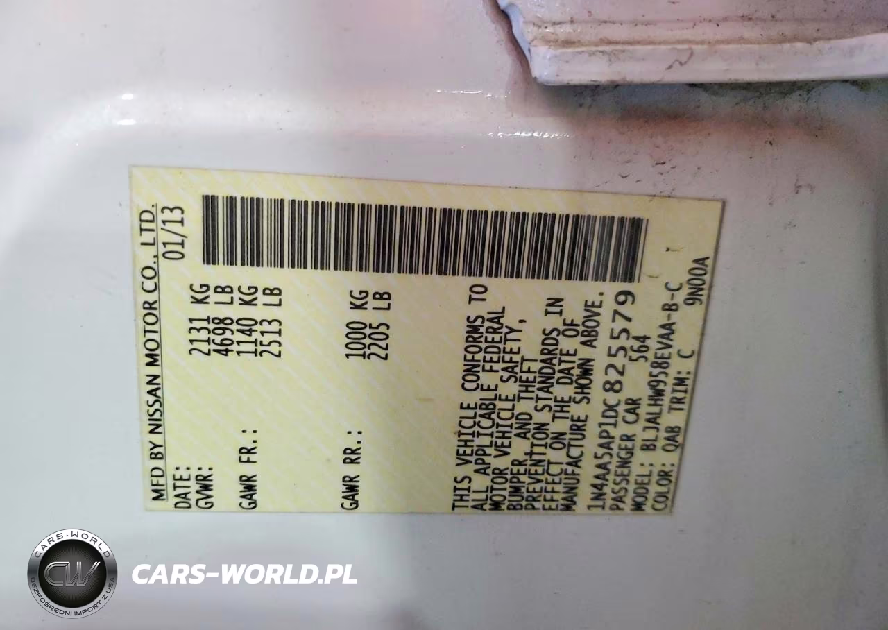 2013 Nissan Maxima S VIN:1N4AA5AP1DC825579 - 12