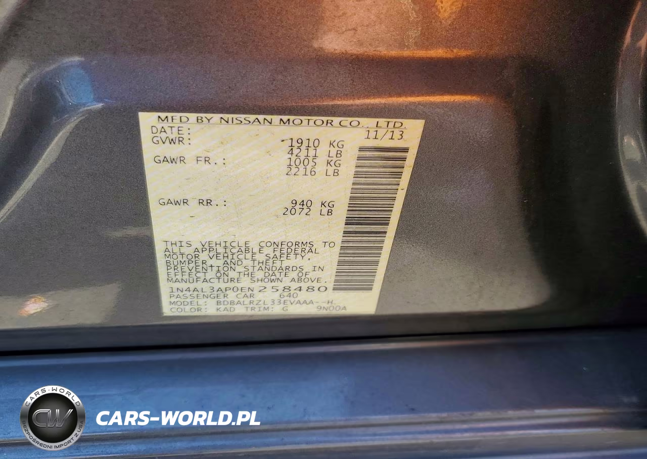 2014 Nissan Altima 2.5 S VIN:1N4AL3AP0EN258480 - 12