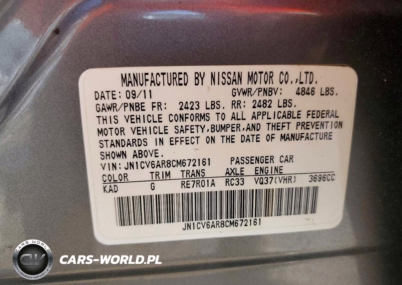 2012 Infiniti G37 VIN:JN1CV6AR8CM672161 - 12