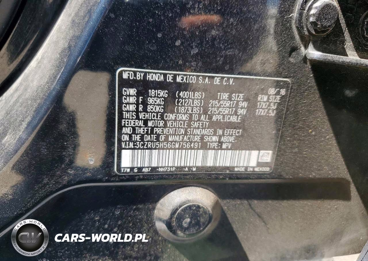 2016 Honda Hr-V Ex VIN:3CZRU5H56GM756491 - 12