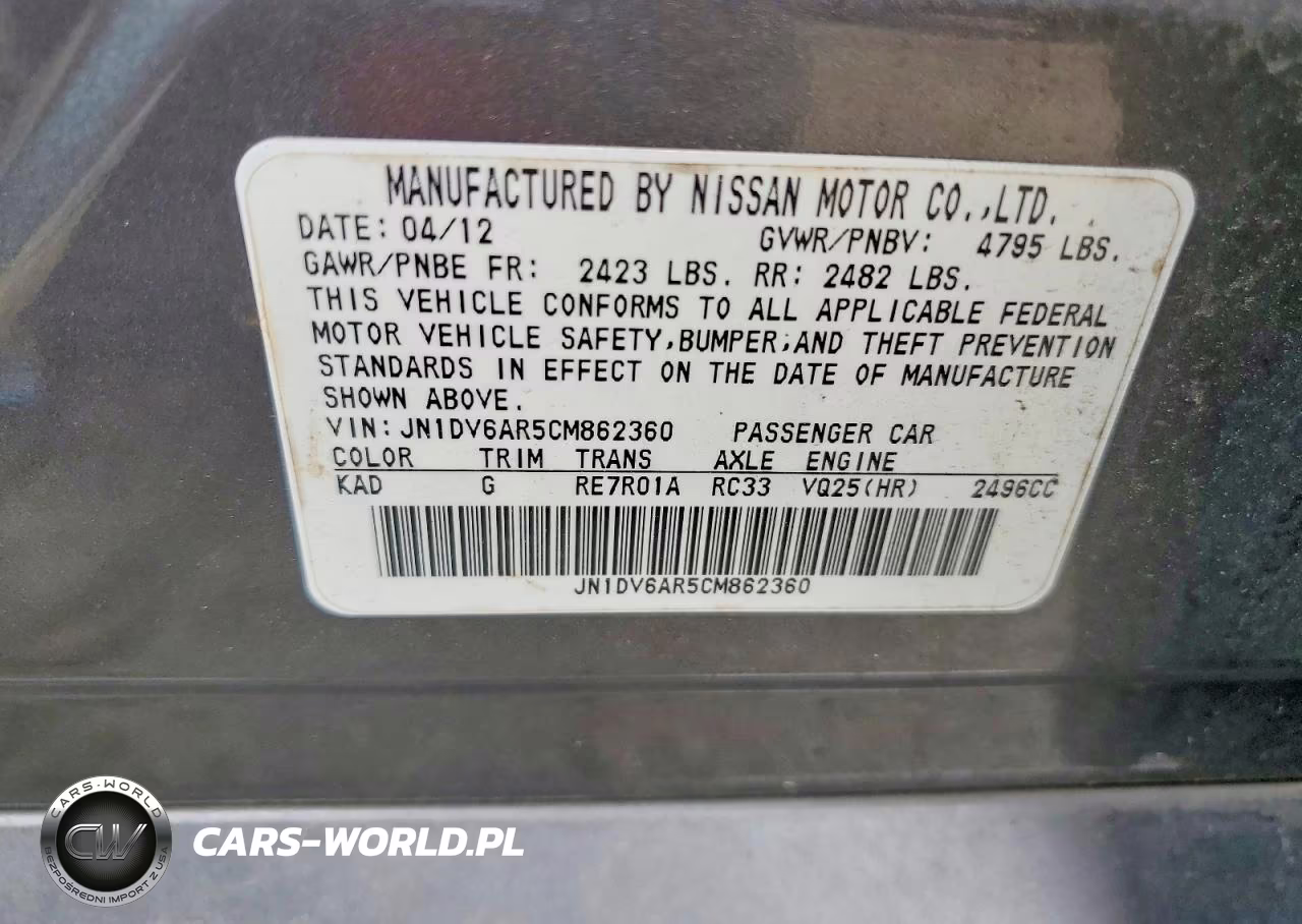 2012 Infiniti G25 Sedan X VIN:JN1DV6AR5CM862360 - 13