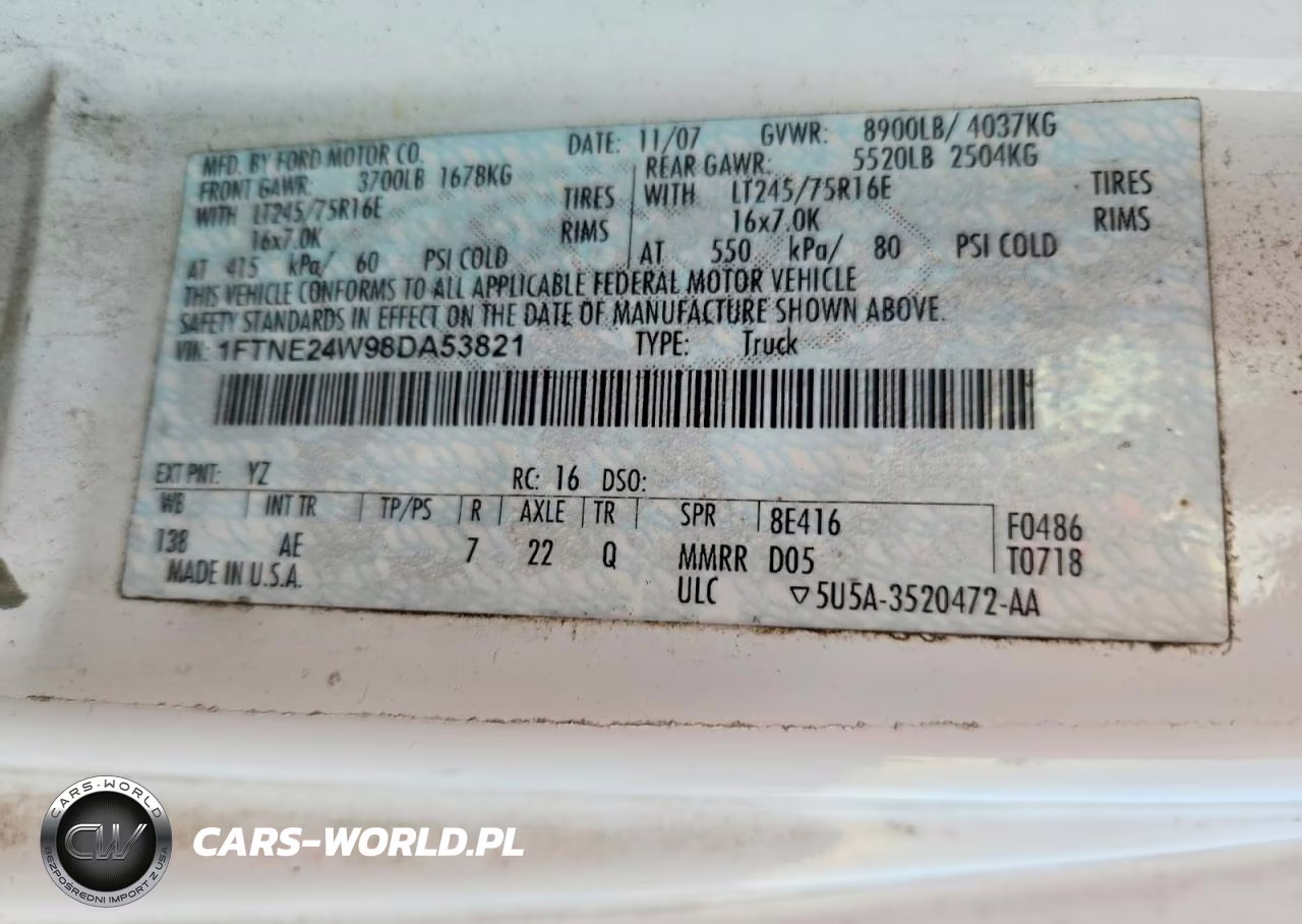 2008 Ford Econoline E250 Van VIN:1FTNE24W98DA53821 - 14