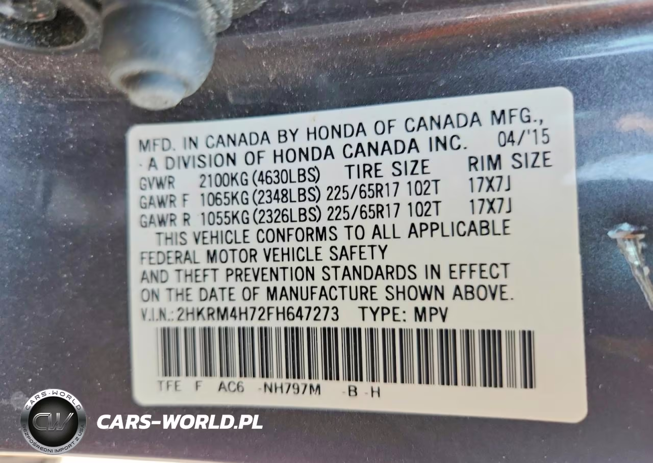 2015 Honda Cr-V Exl VIN:2HKRM4H72FH647273 - 13