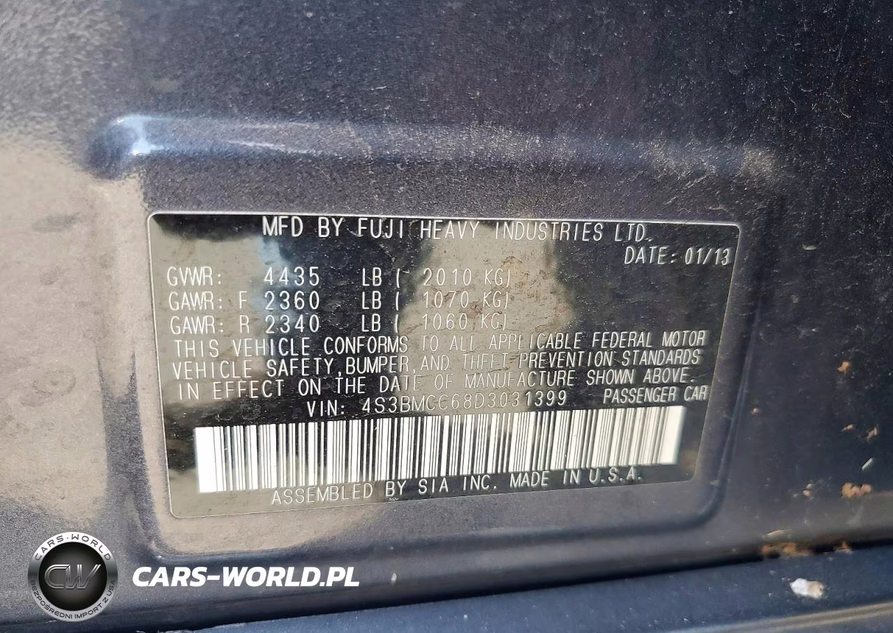 2013 Subaru Legacy 2.5I Premium VIN:4S3BMCC68D3031399 - 12