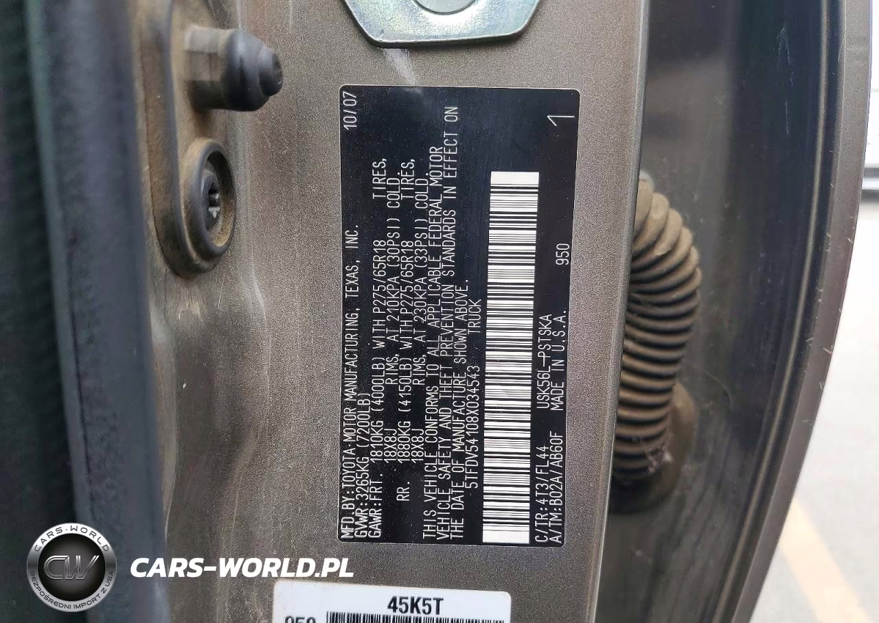 2008 Toyota Tundra Sr5 VIN:5TFDV54108X034543 - 12