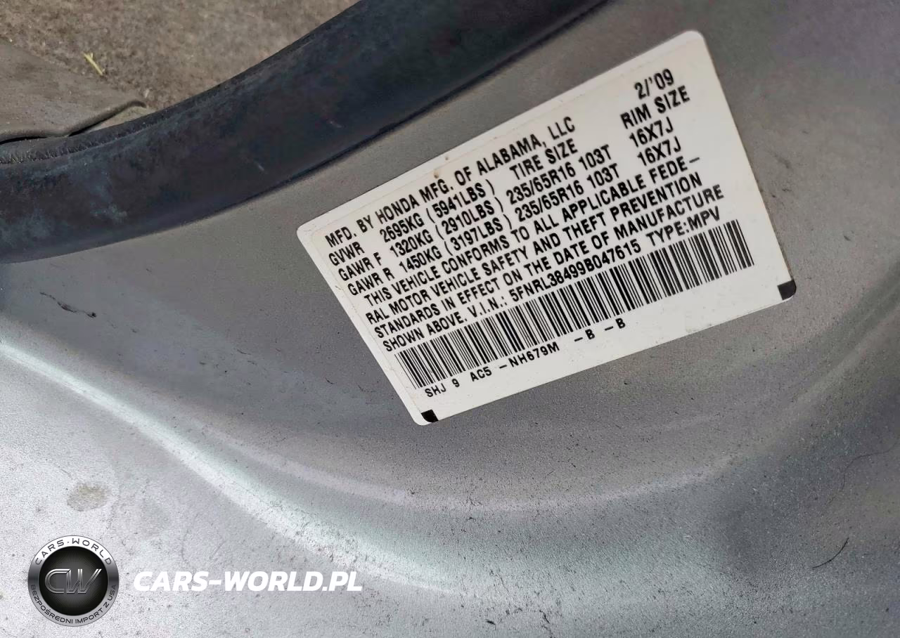 2009 Honda Odyssey Ex VIN:5FNRL38499B047615 - 13