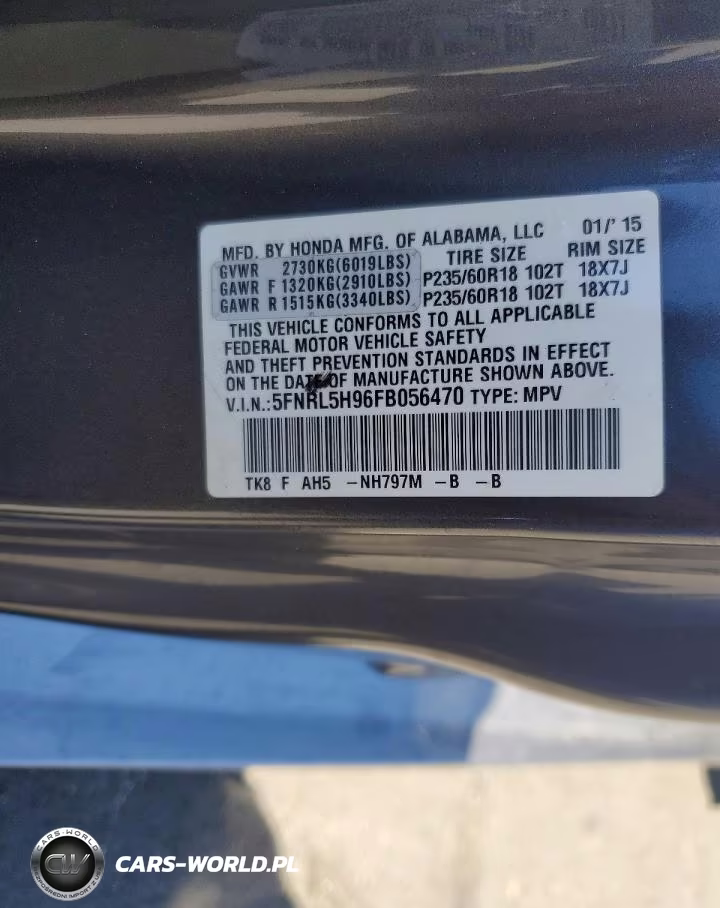 2015 Honda Odyssey Trg VIN:5FNRL5H96FB056470 - 13
