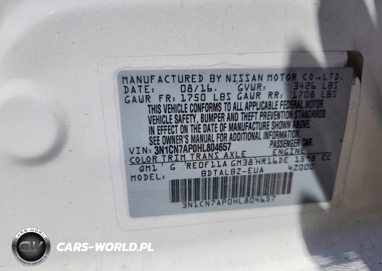 2017 Nissan Versa 1.6 Sv VIN:3N1CN7AP0HL804657 - 12