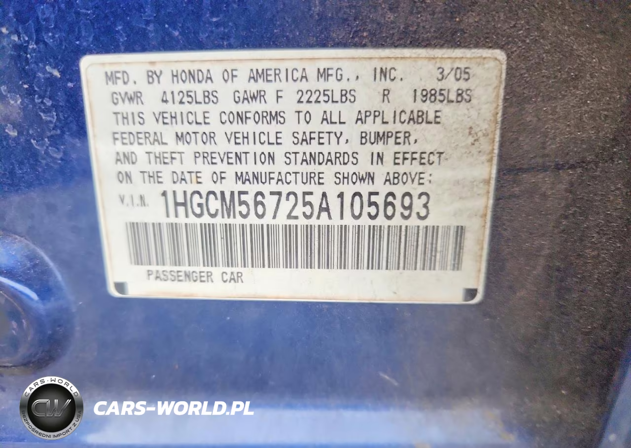 2005 Honda Accord Ex VIN:1HGCM56725A105693 - 12