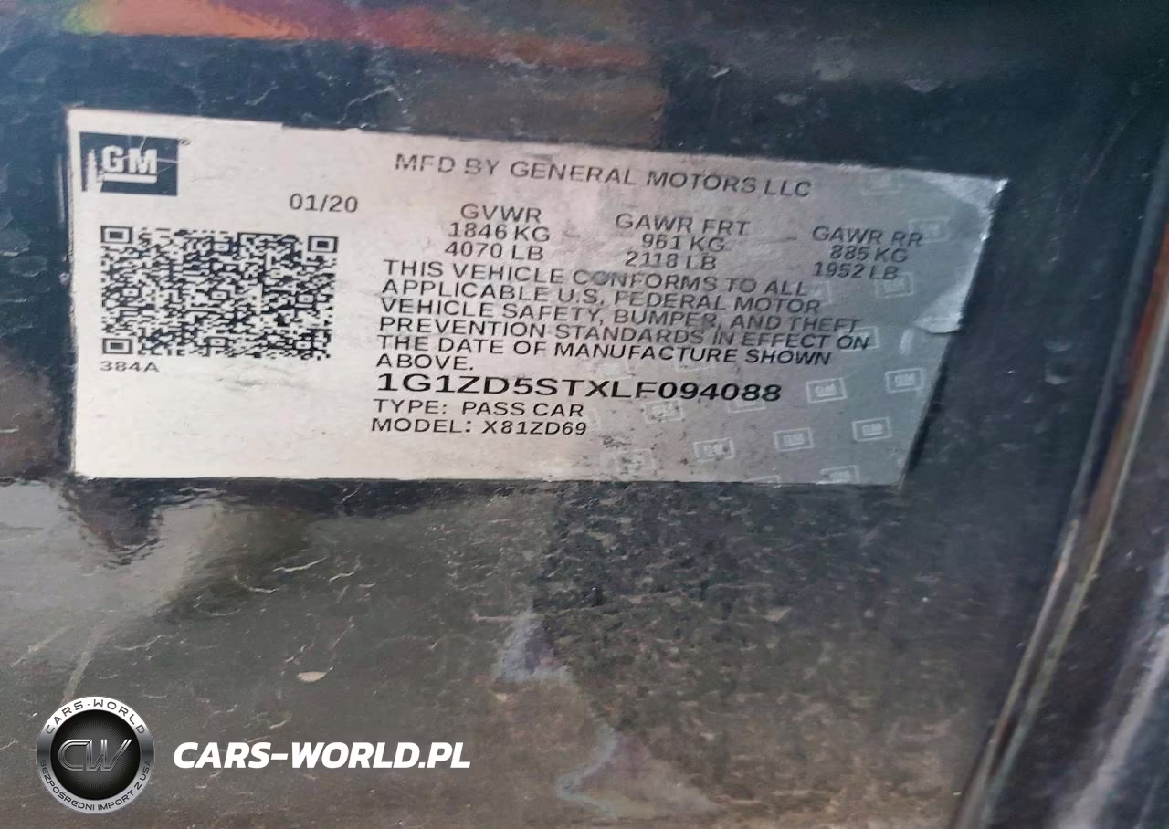 CHEVROLET MALIBU LT VIN:1G1ZD5STXLF094088 - 12