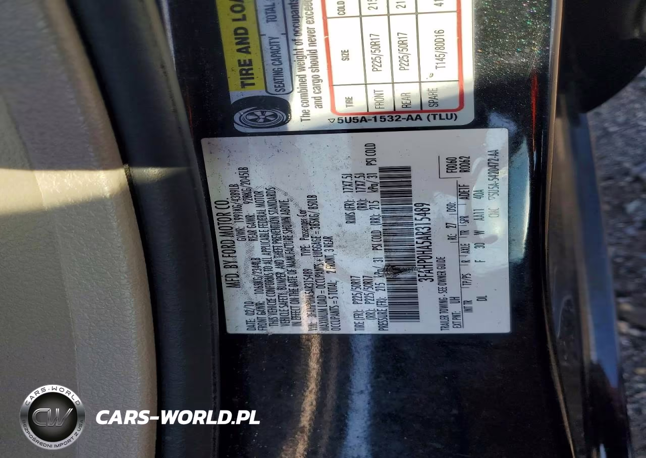 2010 Ford Fusion Se VIN:3FAHP0HA5AR315489 - 12