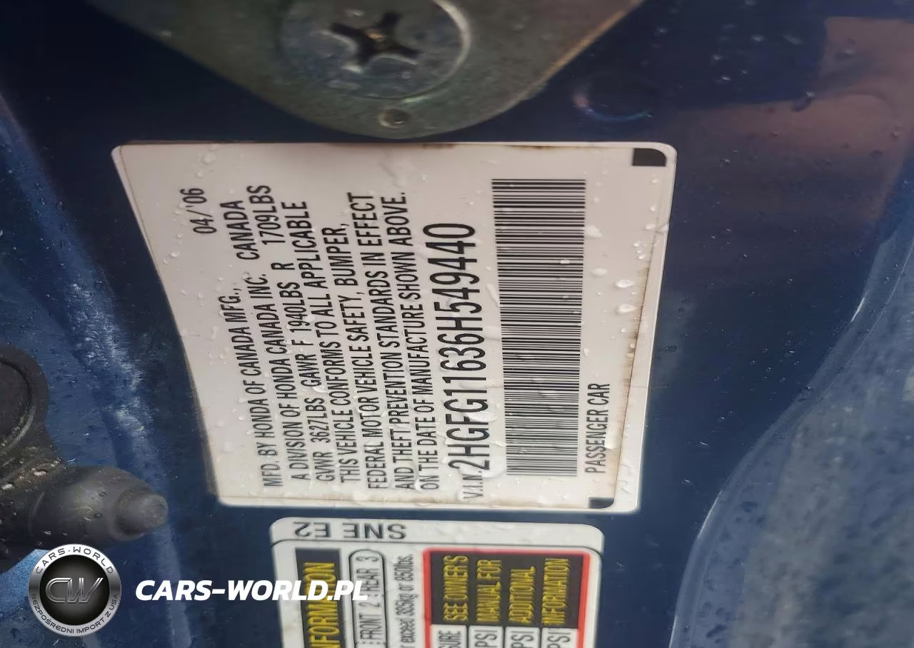2006 Honda Civic Lx VIN:2HGFG11636H549440 - 12