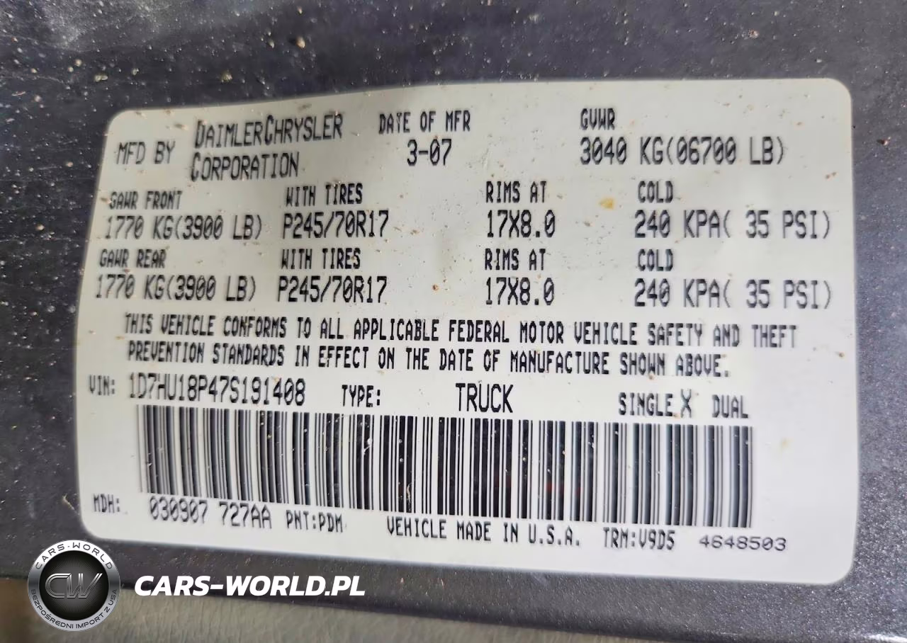 2007 Dodge Ram 1500 St VIN:1D7HU18P47S191408 - 12