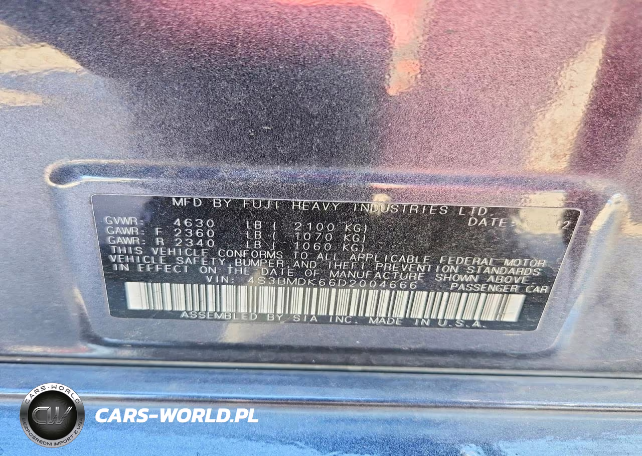 2013 Subaru Legacy 3.6R Limited VIN:4S3BMDK66D2004666 - 13