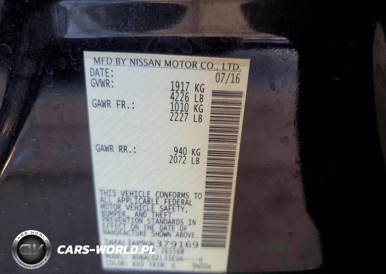 2016 Nissan Altima 2.5 S VIN:1N4AL3AP9GN379169 - 12
