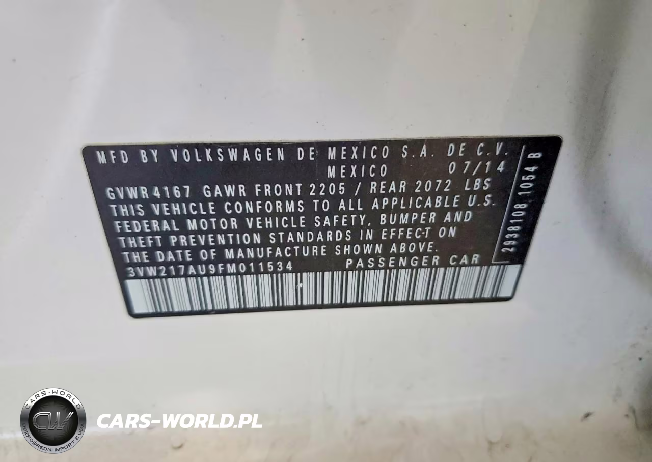 2015 Volkswagen Golf VIN:3VW217AU9FM011534 - 12